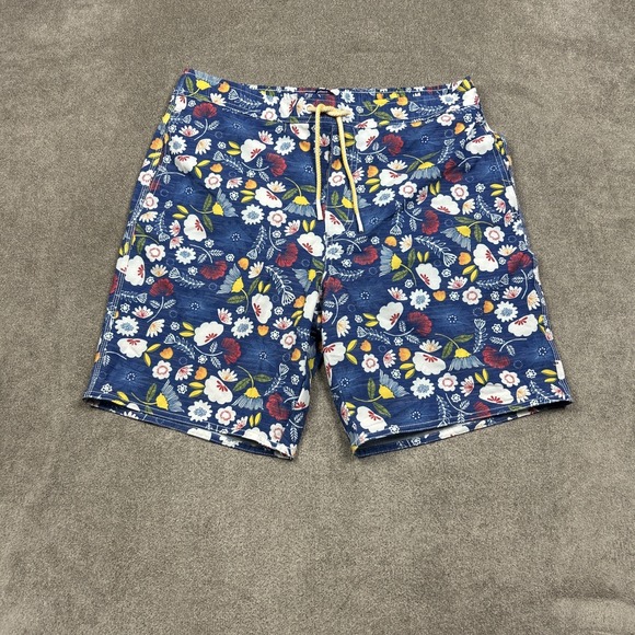 johnnie-O Other - JOHNNIE-O Floral Mesh Lined Swim Shorts Mens Large 9" Art Vacation Blue Stretch